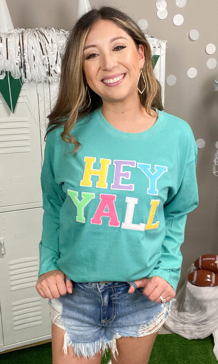 Soft Chenille Hey Y'all Boyfriend Long Sleeve