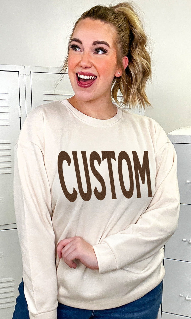 Custom Flock Big Letter Adult Sweatshirt