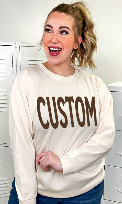 Custom Flock Big Letter Adult Sweatshirt