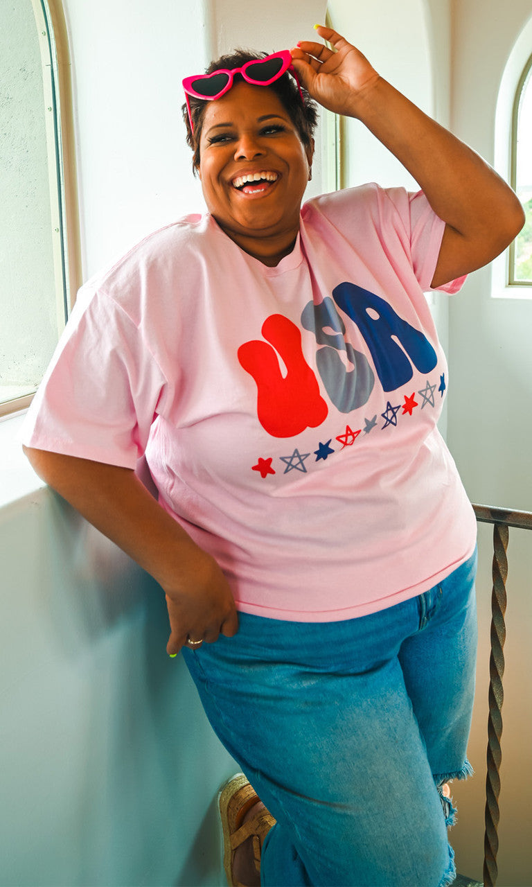Pink USA Graphic T-Shirt
