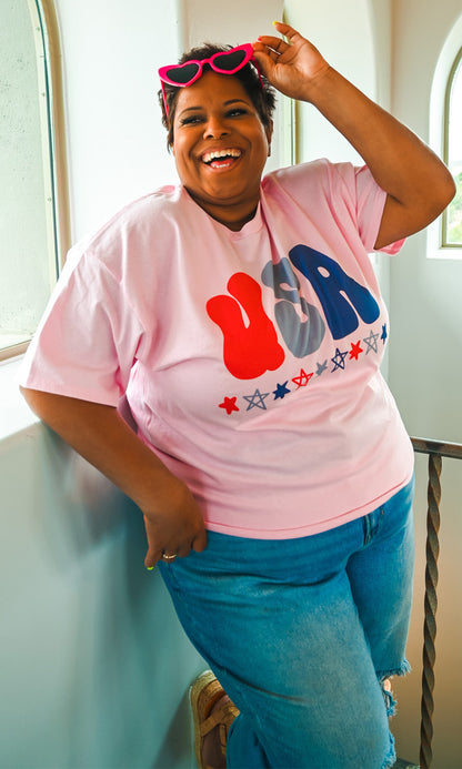 Pink USA Graphic T-Shirt