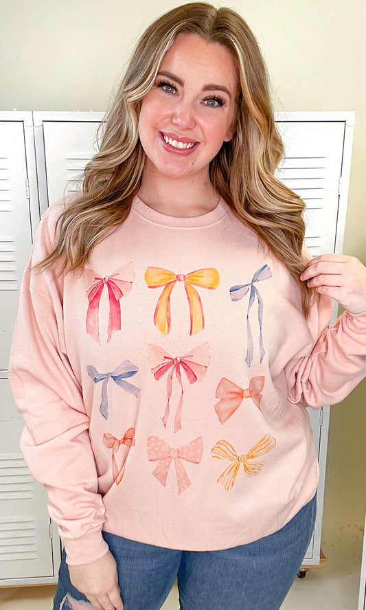 Pastel Bow Graphic Sweatshirt