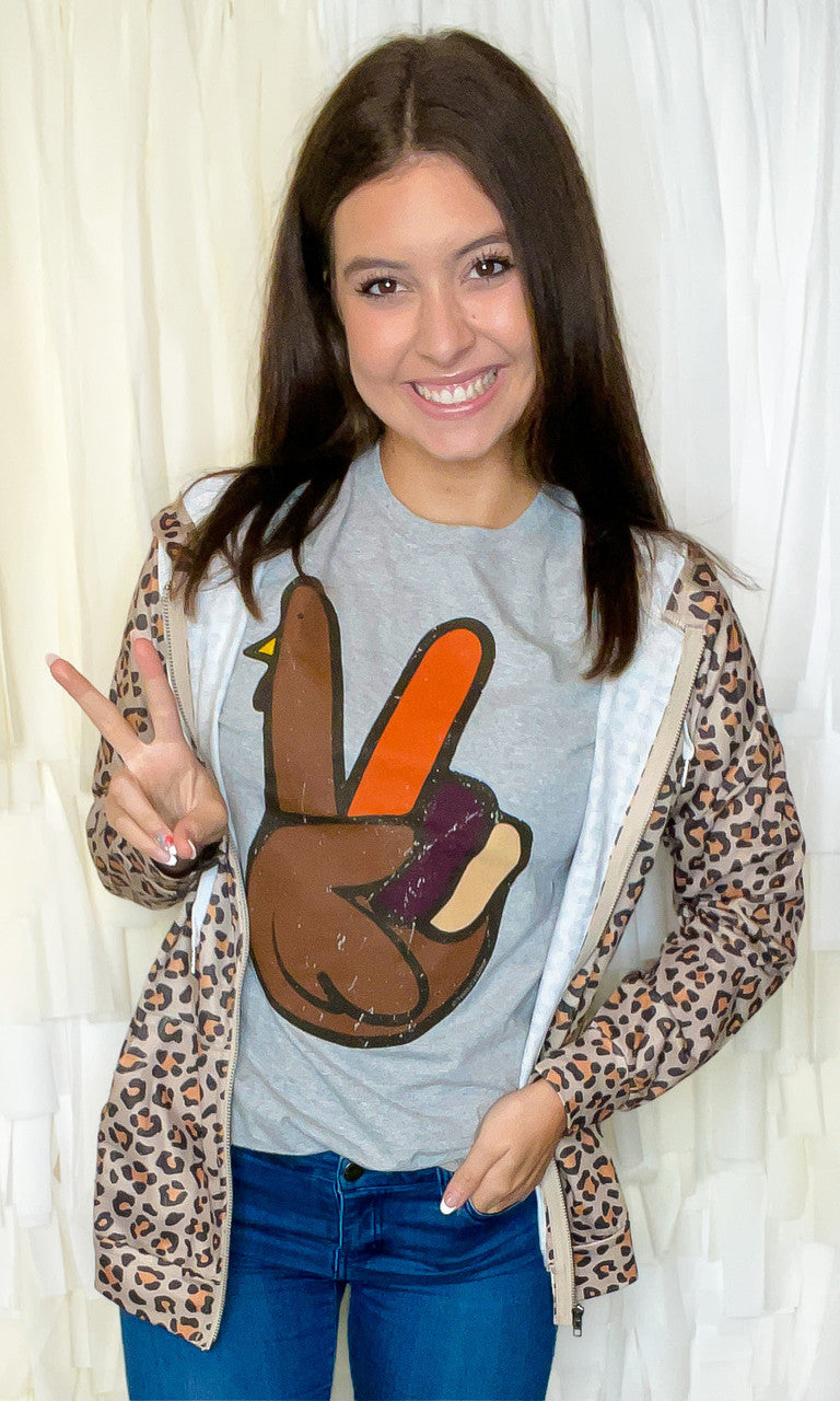 Peace Sign Turkey Thanksgiving T-Shirt