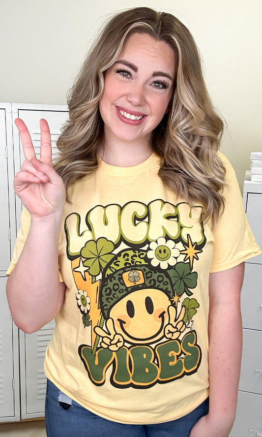 Smiley Lucky Vibes Adult Graphic T-Shirt