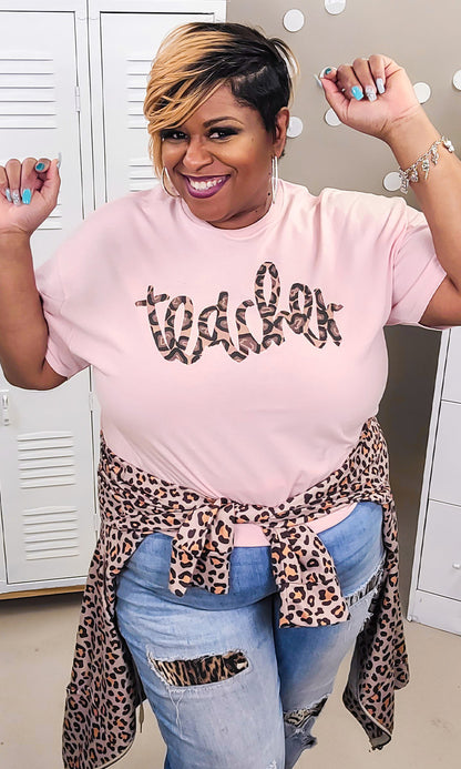 Leopard Script Teacher Graphic T-Shirt