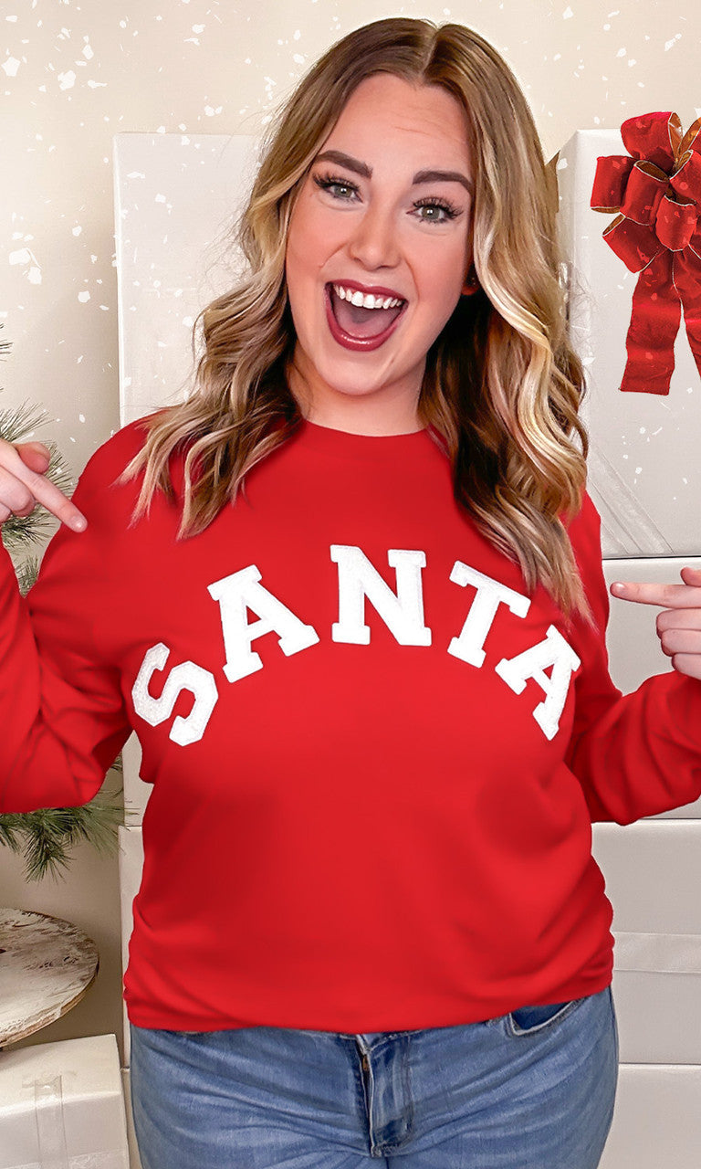 Soft Chenille Santa Graphic Long Sleeve T-Shirt