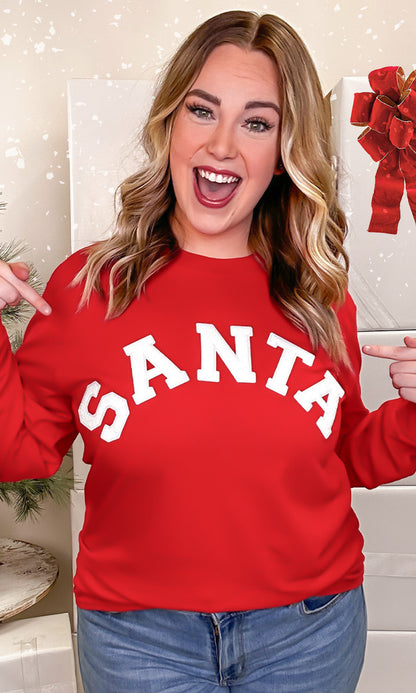 Soft Chenille Santa Graphic Long Sleeve T-Shirt
