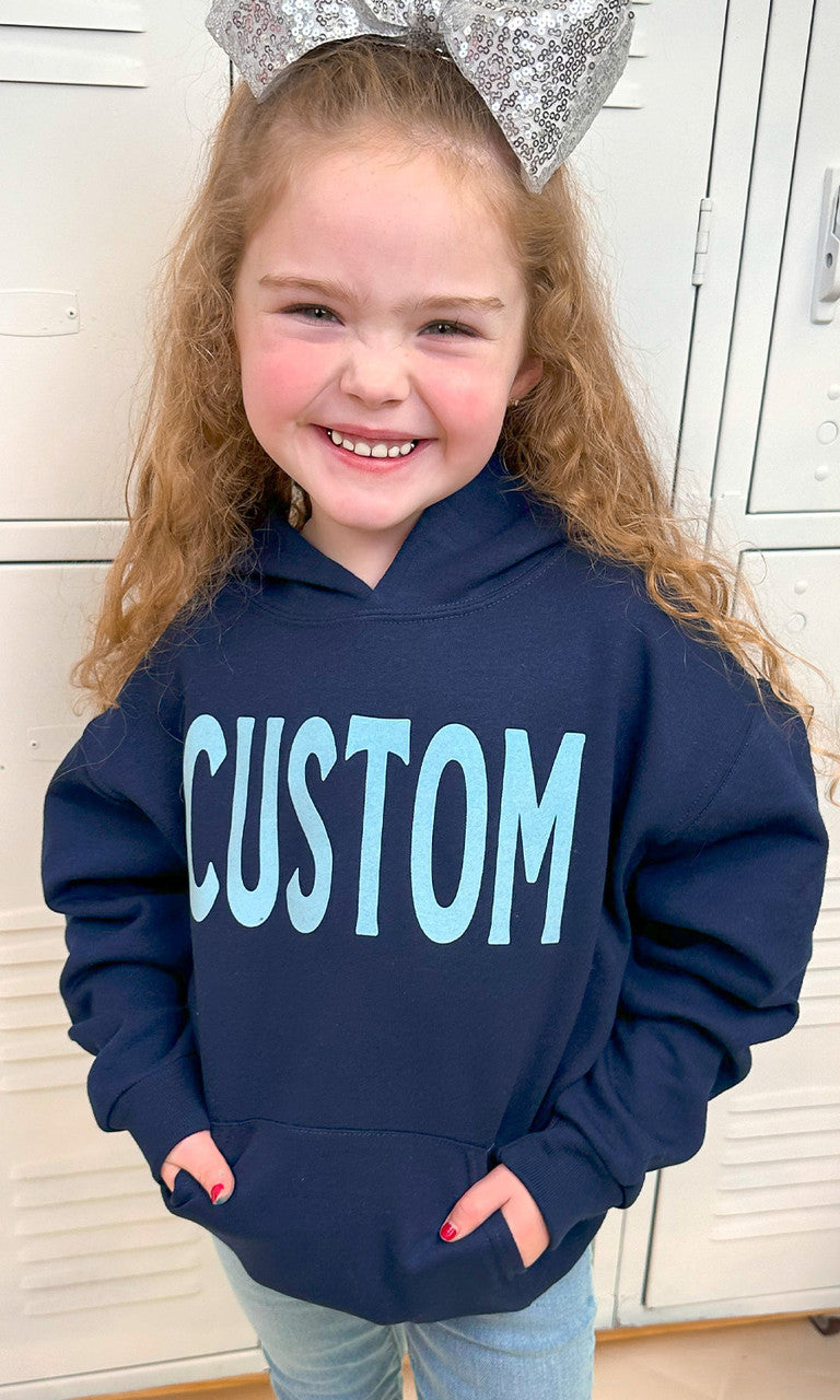 Custom Flock Big Letter Youth Hoodie