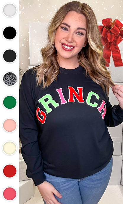 Soft Chenille Grinch Graphic Long Sleeve T-Shirt