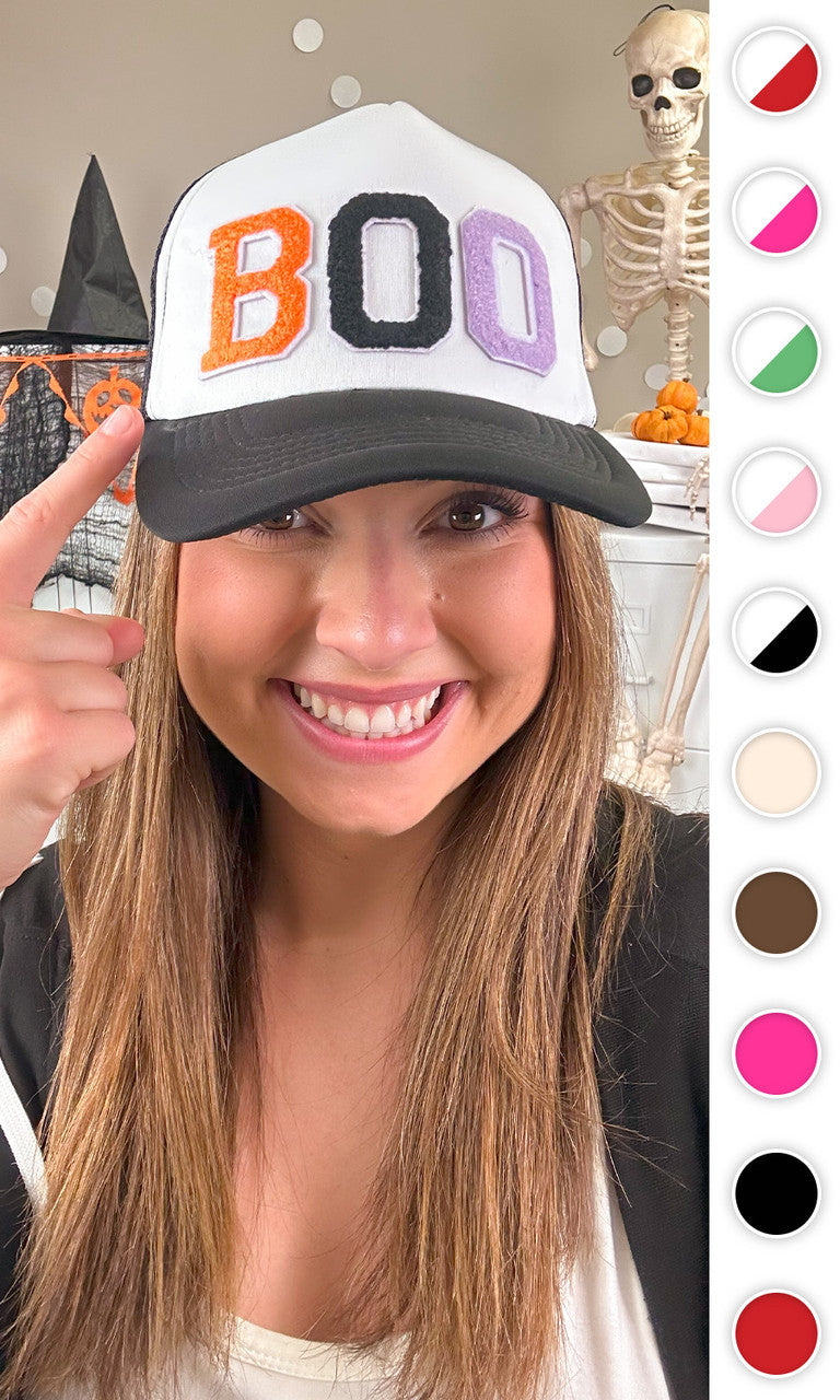 Soft Chenille Boo Trucker Hat