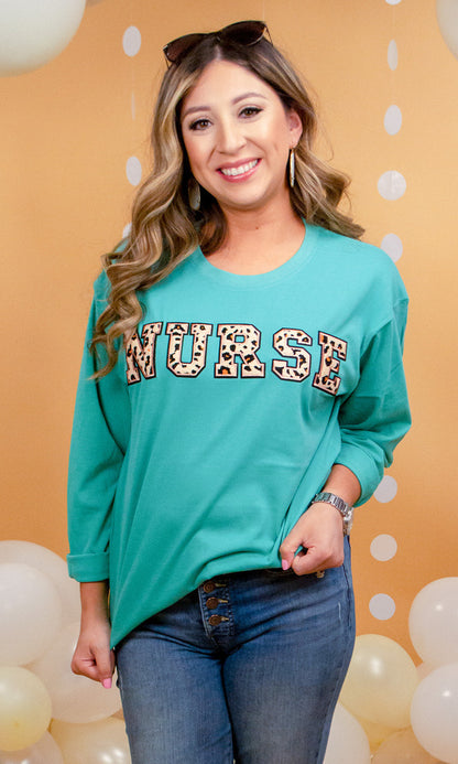 Leopard Ideal Chenille Nurse Boyfriend Long Sleeve