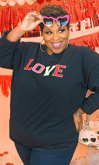 Soft Chenille Love Boyfriend Long Sleeve