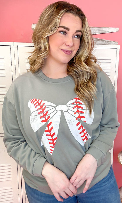 Baseball Bow Graphic Sweatshirt