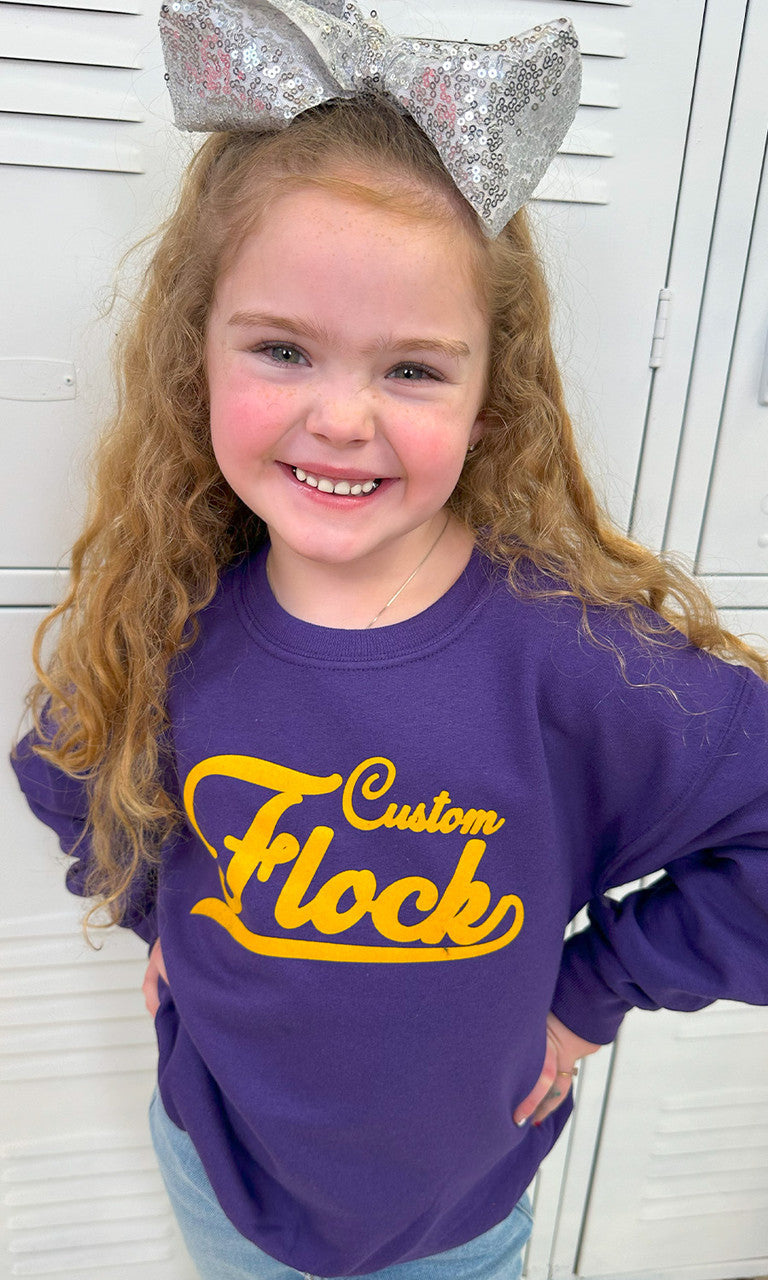 Custom Flock Script Youth Sweatshirt