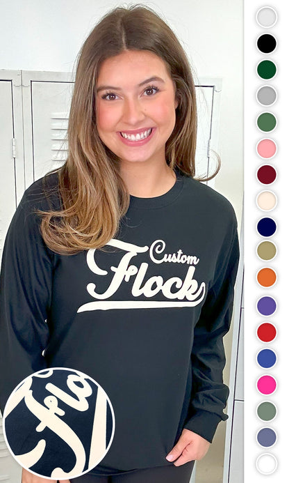 Custom Flock Script Adult Long Sleeve T-Shirt