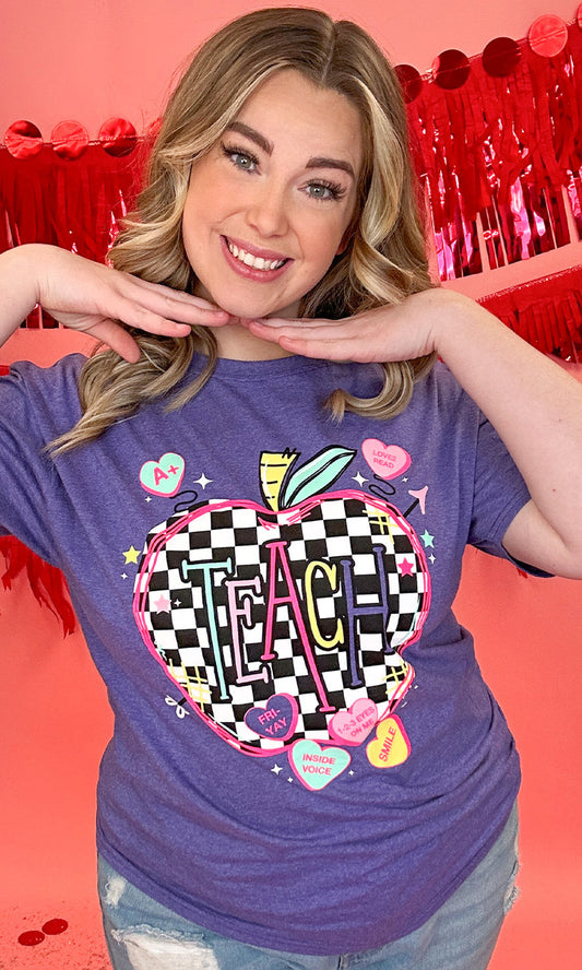 Valentine Apple Teach Graphic T-Shirt