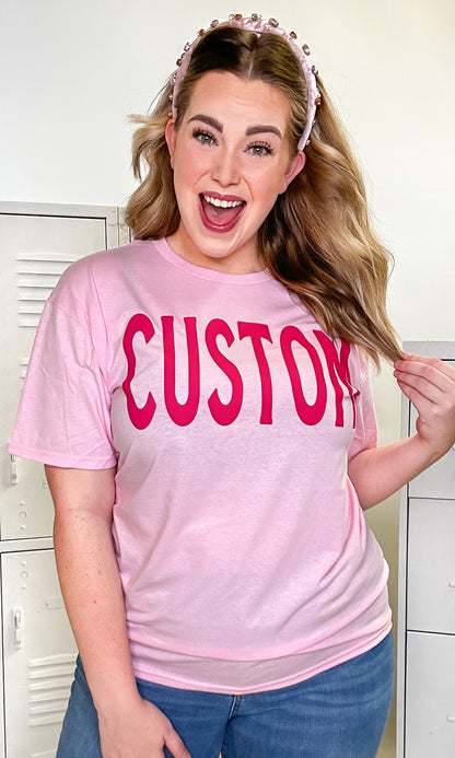 Custom Flock Big Letter Adult T-Shirt