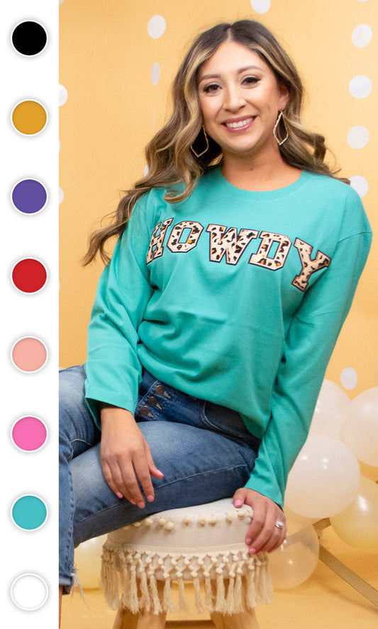 Leopard Ideal Chenille Howdy Boyfriend Long Sleeve