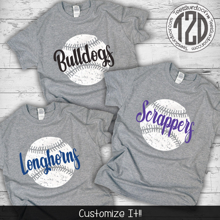 Distressed Baseball with Personalization T-Shirt
