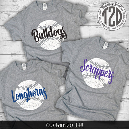 Distressed Baseball with Personalization T-Shirt