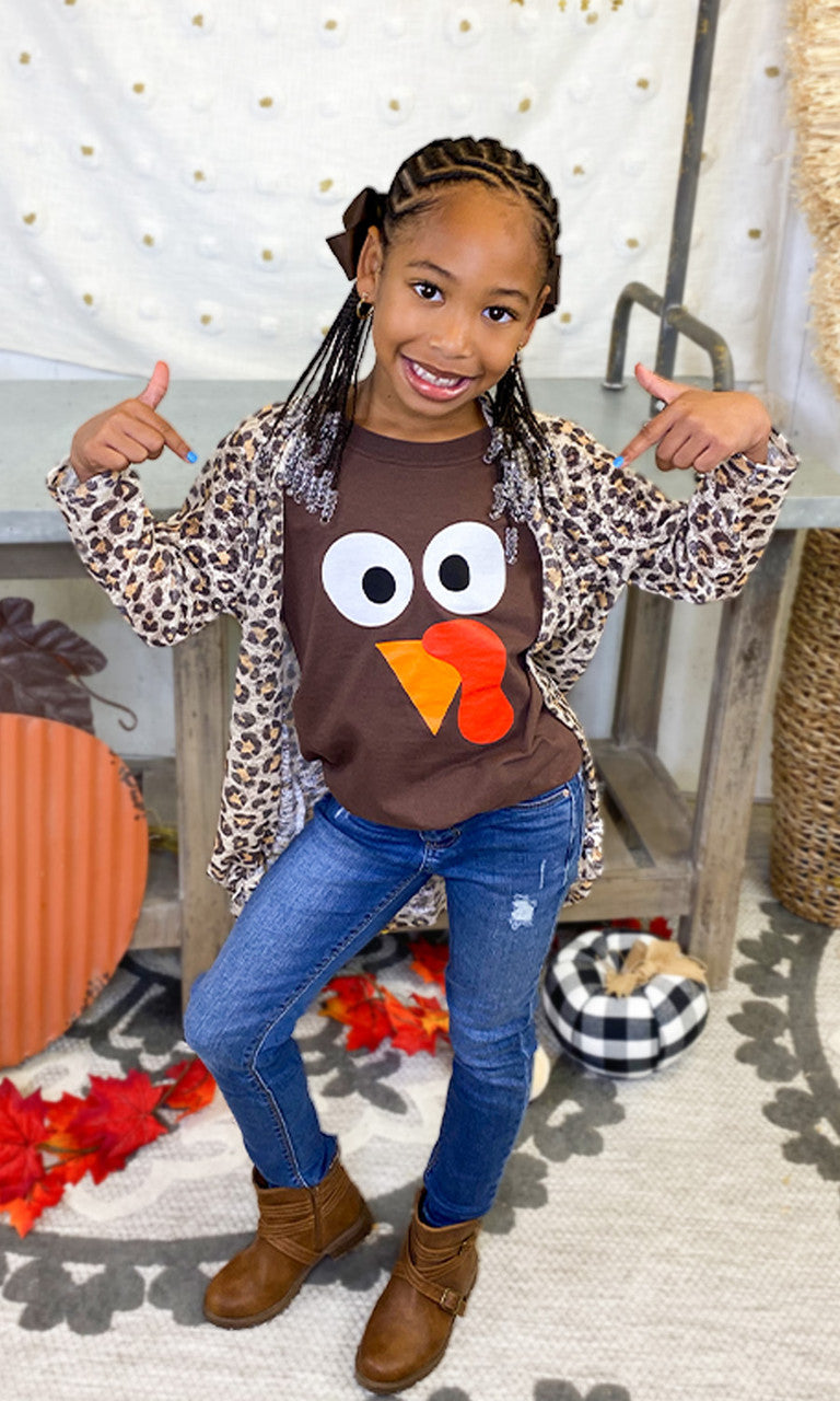 Turkey Face Thanksgiving Chocolate Brown T-Shirt