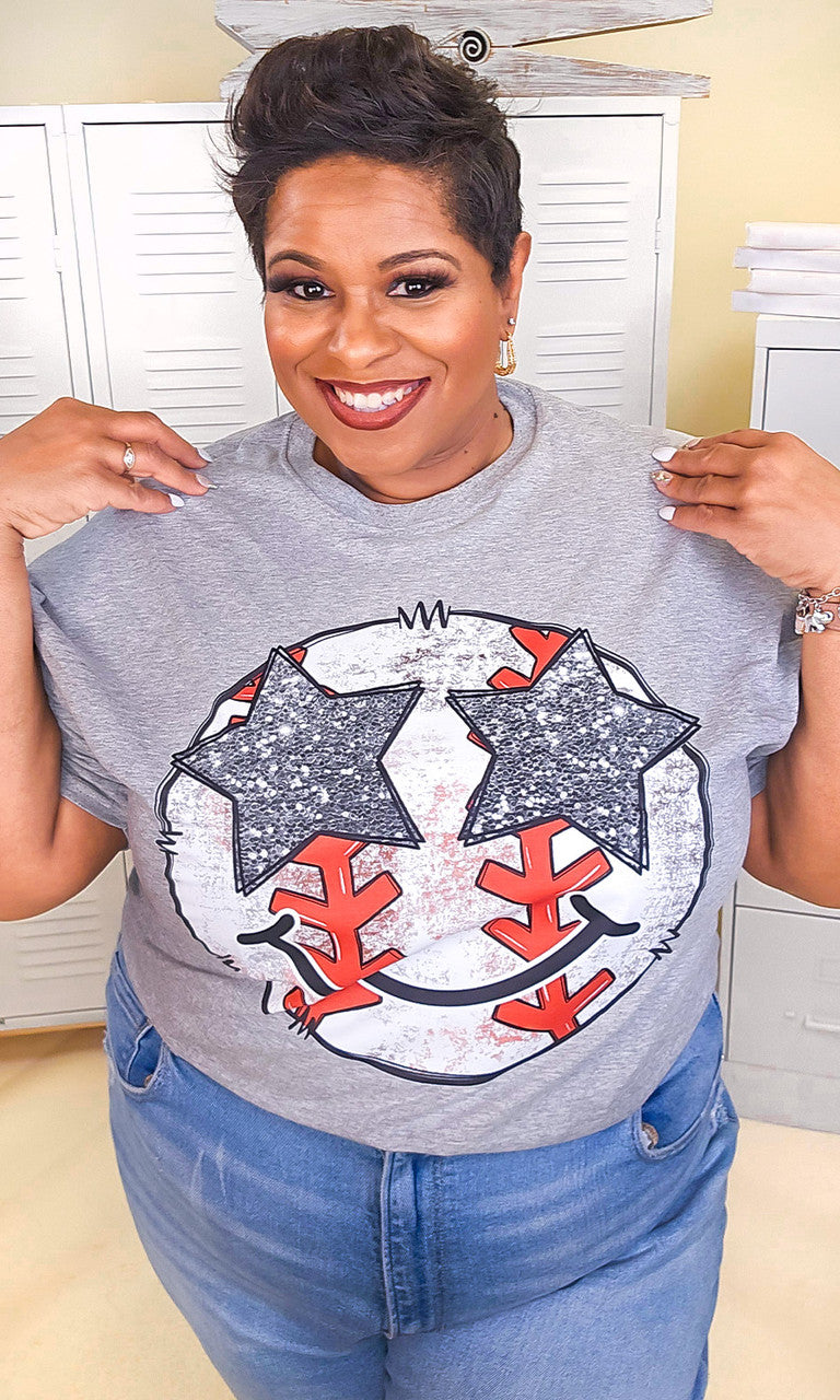 Baseball Star Smiley Graphic T-Shirt