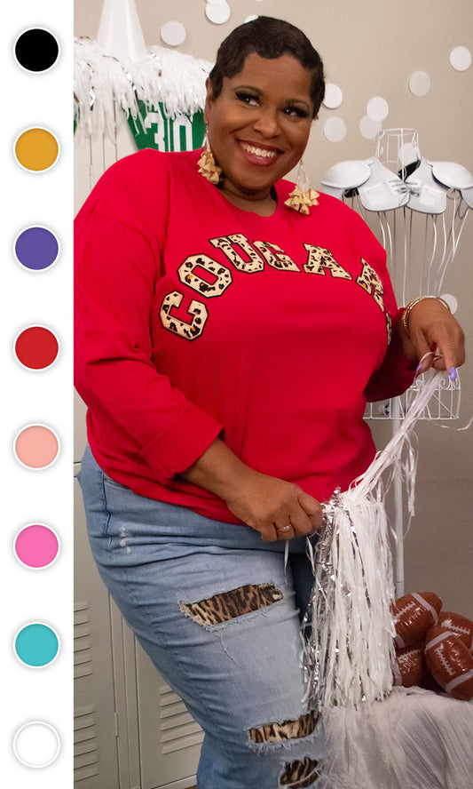 Leopard Ideal Chenille Custom Mascot Boyfriend Long Sleeve