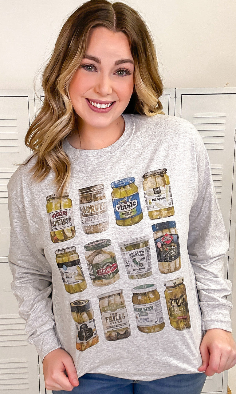 Pickle Obsessed Graphic Long Sleeve T-Shirt