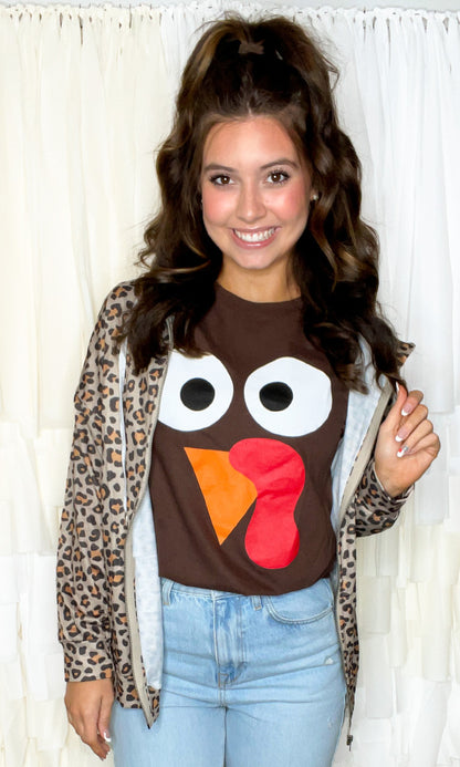 Turkey Face Thanksgiving Chocolate Brown T-Shirt