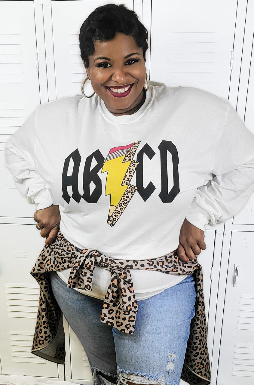 Teacher ABCD Pencil Lightning Bolt Sweatshirt