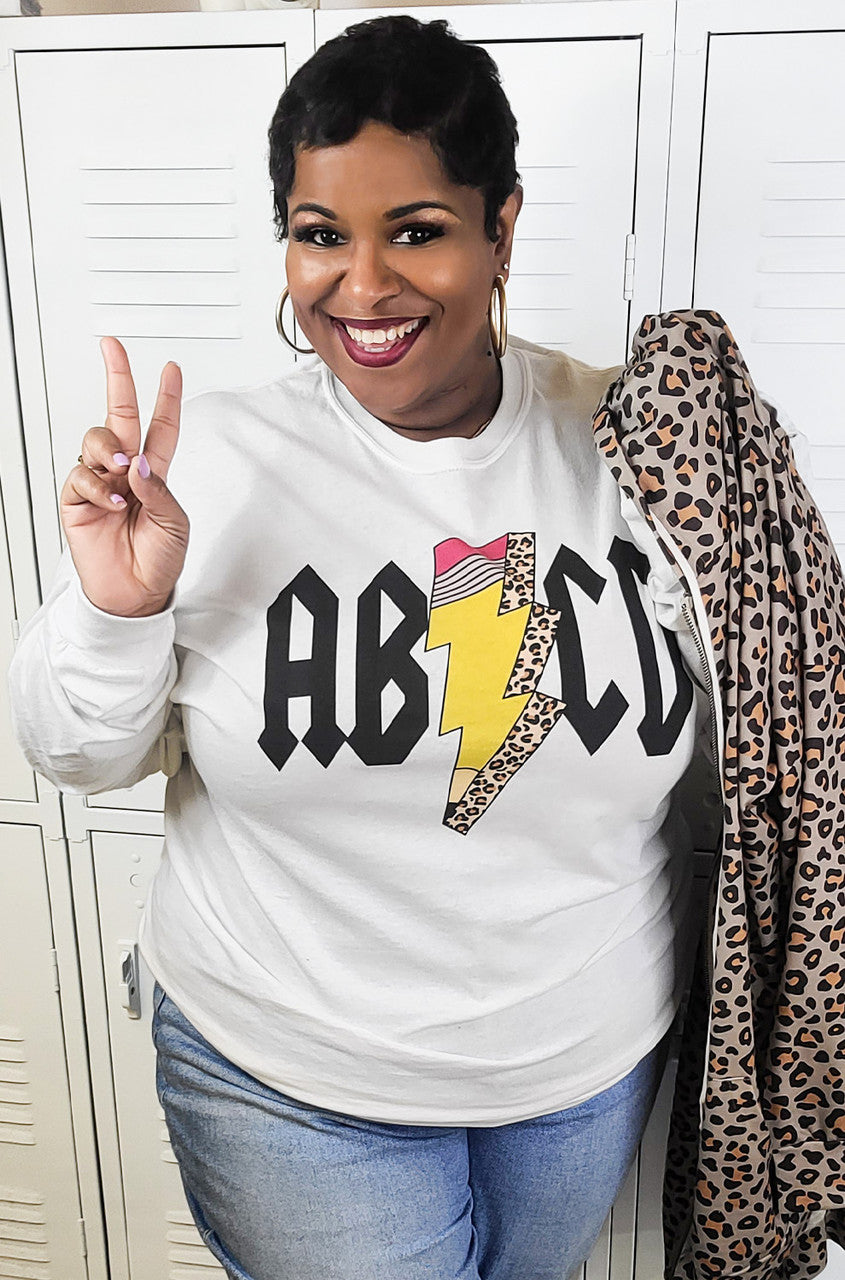 Teacher ABCD Pencil Lightning Bolt Sweatshirt