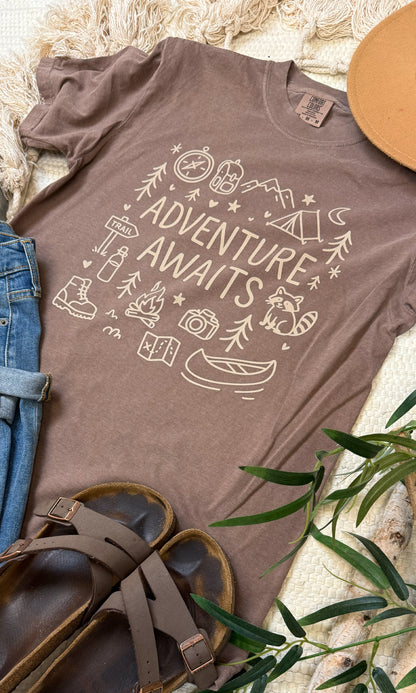 Adventure Awaits Comfort Color Graphic T-Shirt
