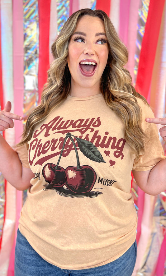 Always Cherryishing Mineral Washed Graphic T-Shirt