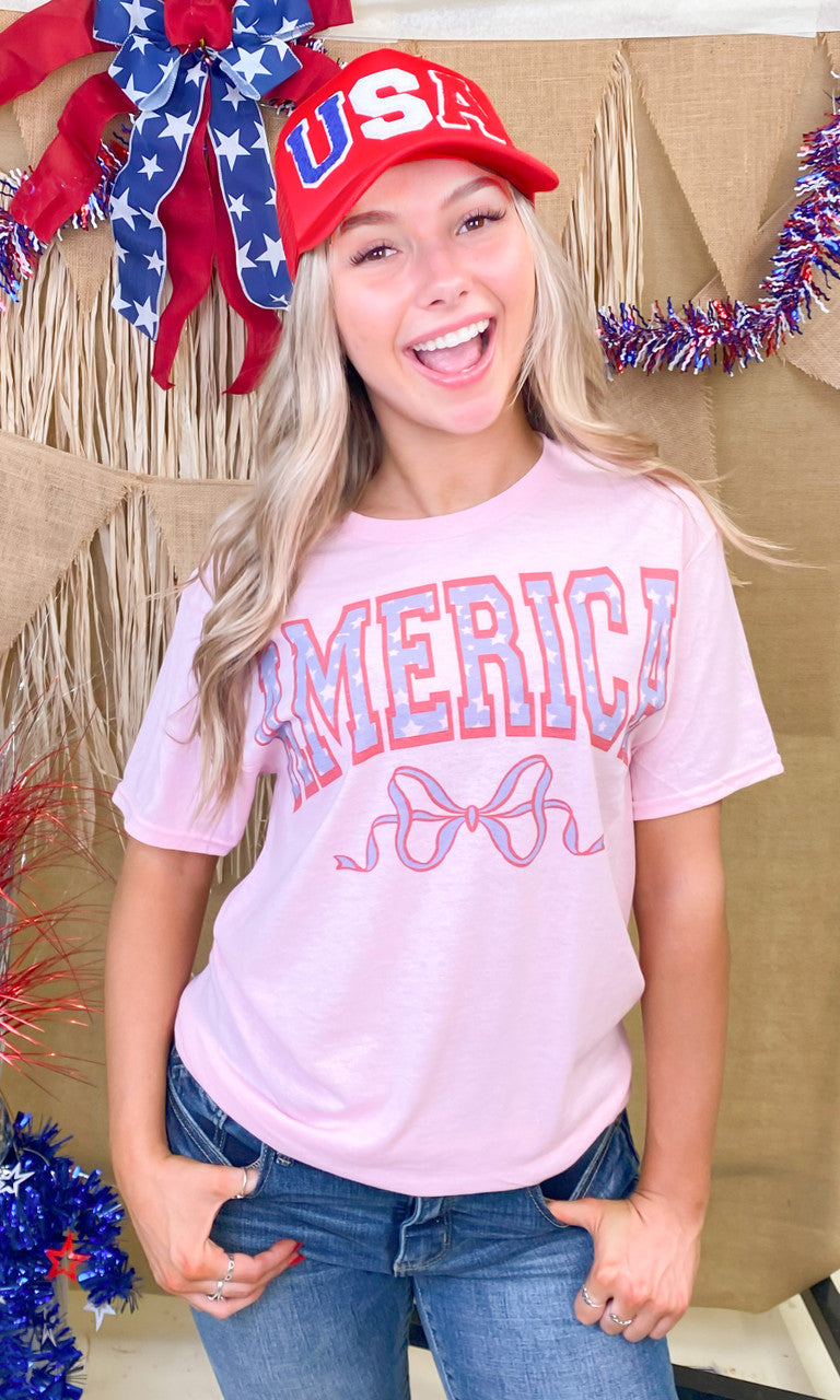 America Frilly Bow Graphic T-Shirt