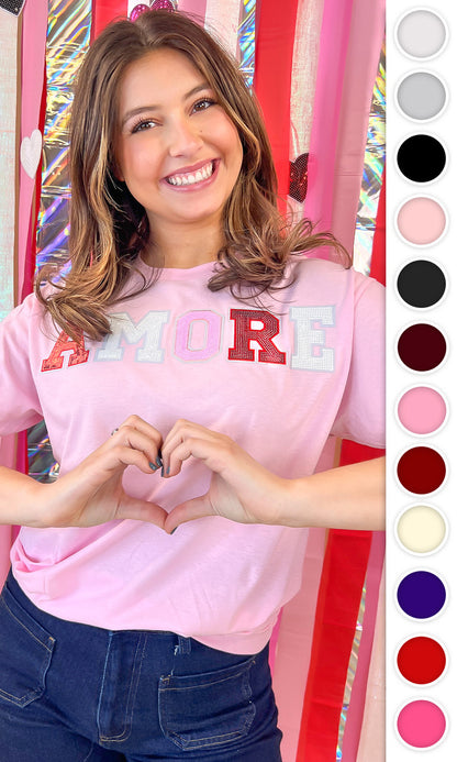 Amore Sequin Valentine Graphic T-Shirt
