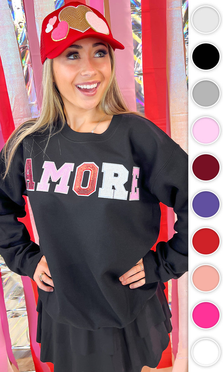 Amore Sequin Valentine Graphic Sweatshirt