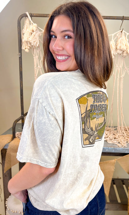 Antlers Mineral Washed Graphic Shirt