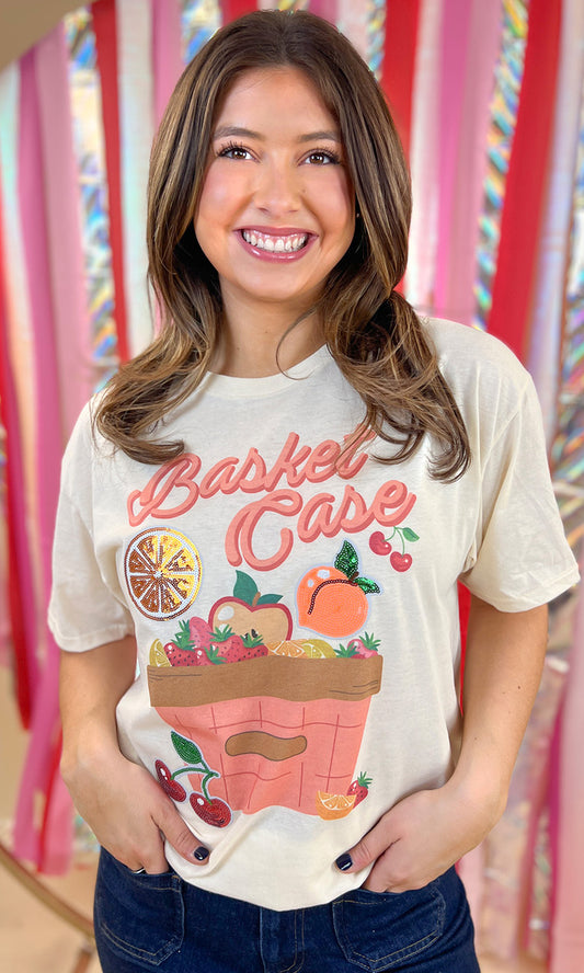 Basket Case Fruity Sequin Graphic T-Shirt