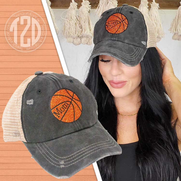 Vintage Glitter Sport Hat Mom Basketball