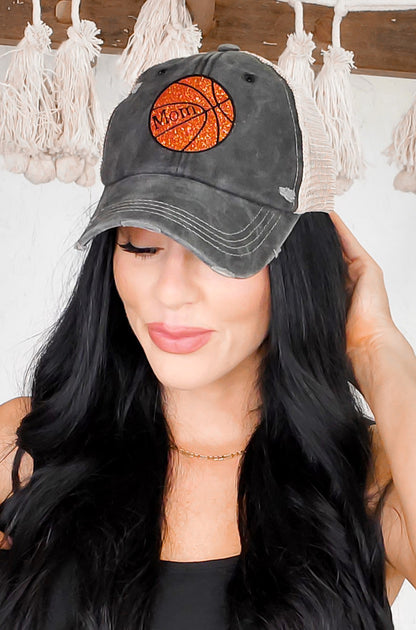 Vintage Glitter Sport Hat Mom Basketball