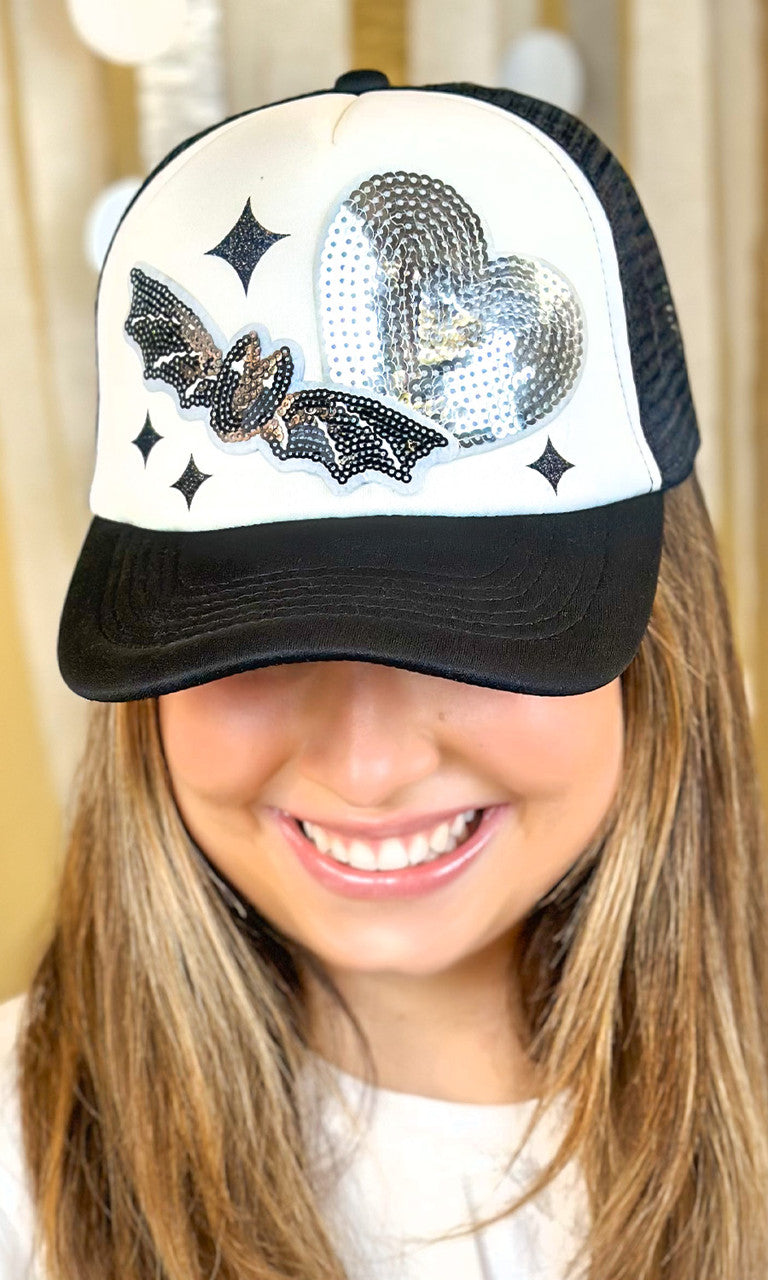 Bat Sequin Patch Trucker Hat