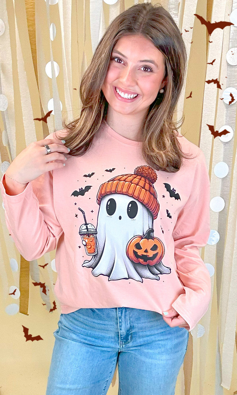 Batty Ghost Long Sleeve Graphic T-Shirt
