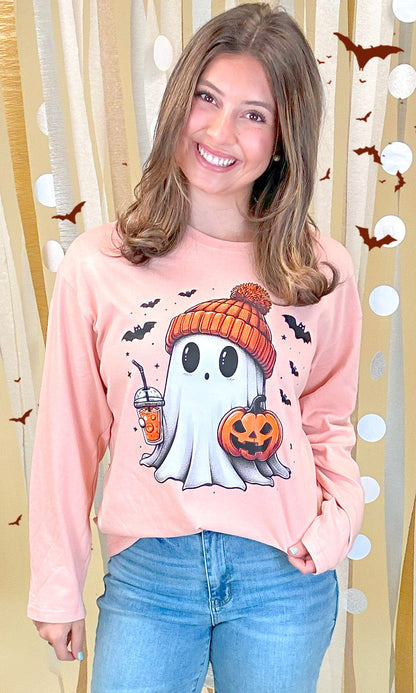 Batty Ghost Long Sleeve Graphic T-Shirt