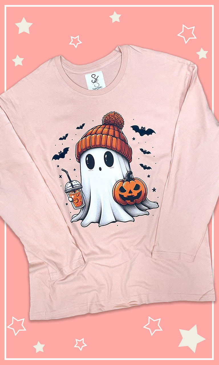 Batty Ghost Long Sleeve Graphic T-Shirt