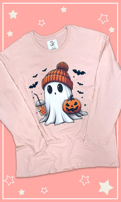 Batty Ghost Long Sleeve Graphic T-Shirt