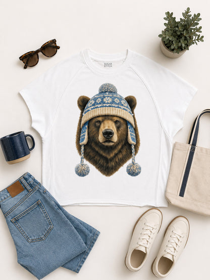 Bear Winter Hat Graphic Edgy Shirt