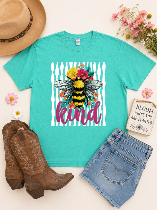 Bee Kind Stripes Pigment Dye Graphic T-Shirt