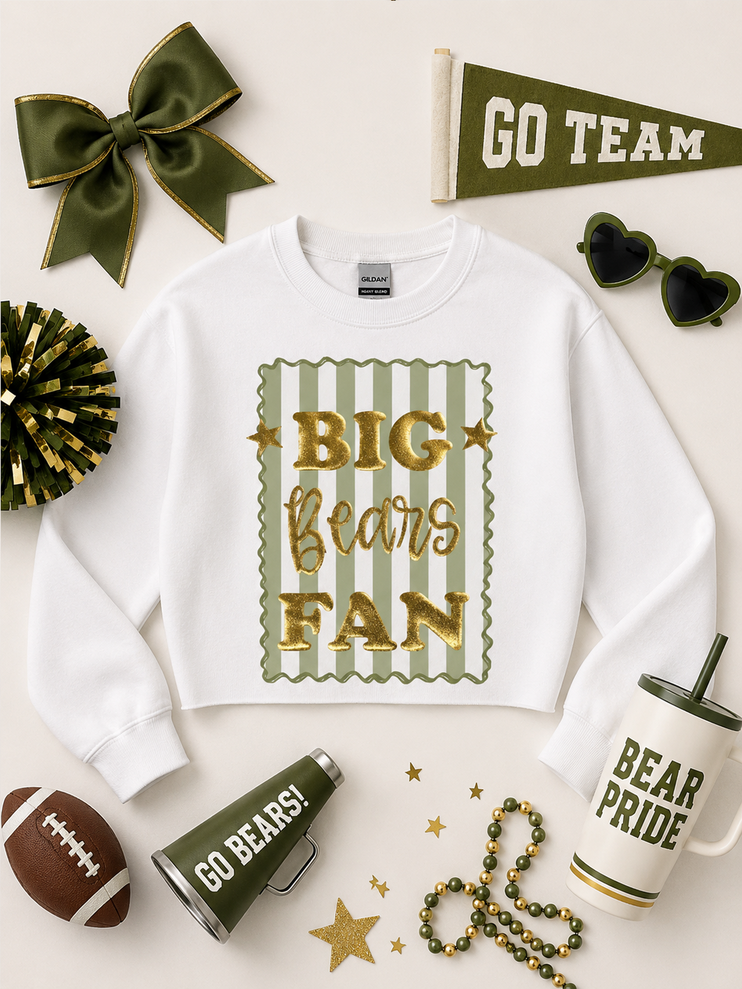 Big Fan Game Day Custom Graphic Cropped Sweatshirt