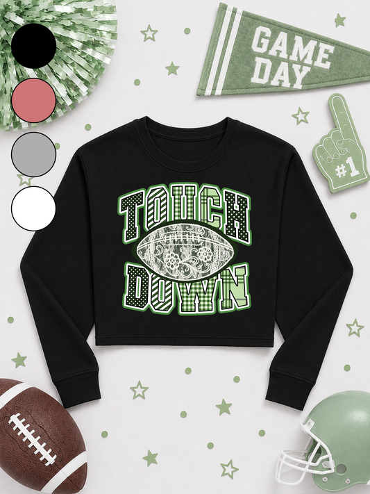 Lace Football Touchdown Pattern Graphic Cropped Sweatshirt