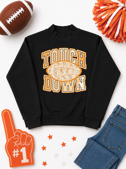 Lace Football Touchdown Pattern Graphic Mock Neck Sweatshirt